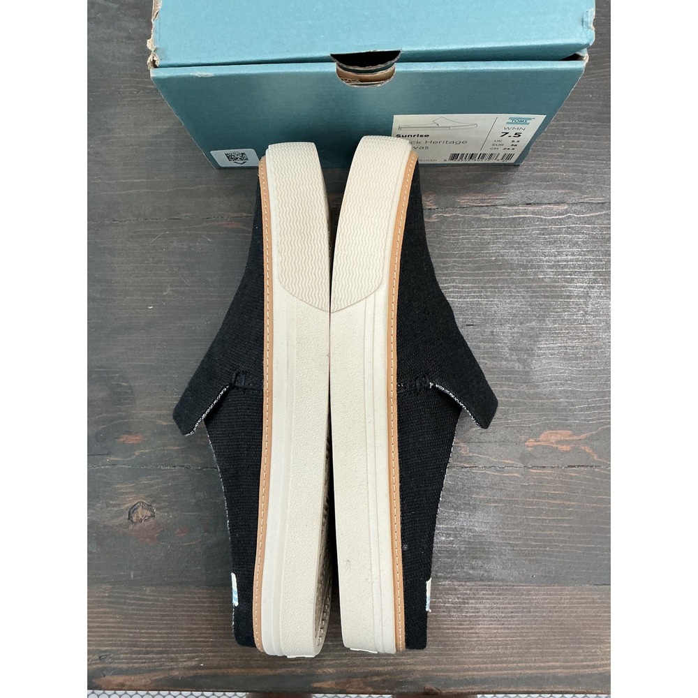 NWB TOMS Sunrise Black Heritage Canvas Slip On Platform Mule Sneakers Size 7.5 - Picture 6 of 8